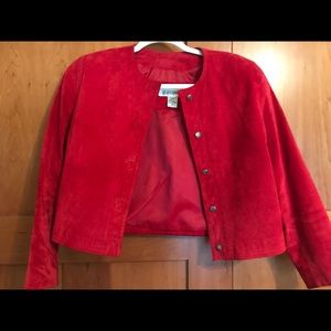 Evan Davies Designer Red Suede Jacket. Size 6